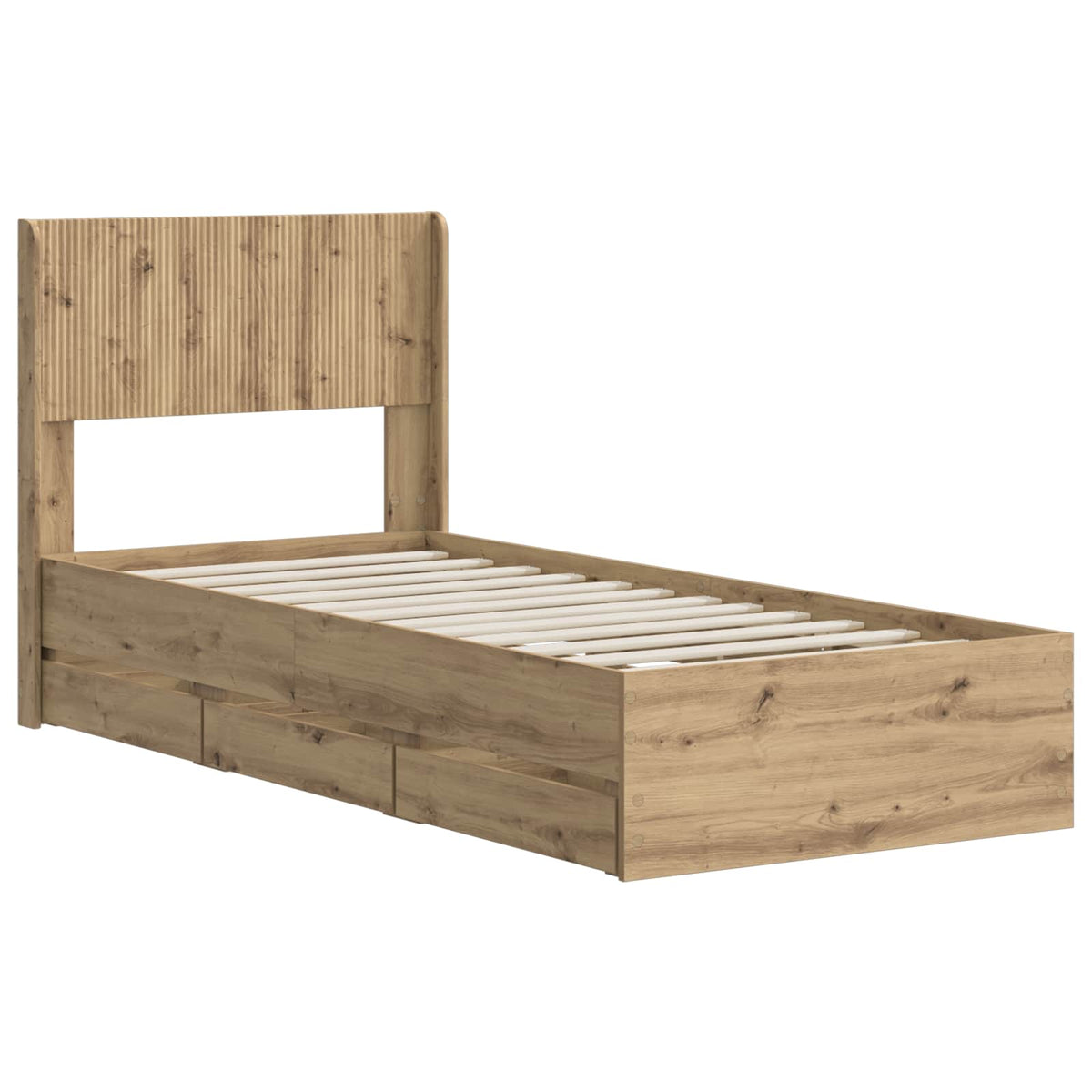 Bed Frame with Storage and Headboard Length 200 cm Artisan Oak 90 cm