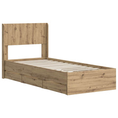 Bed Frame with Storage and Headboard Length 200 cm Artisan Oak 90 cm