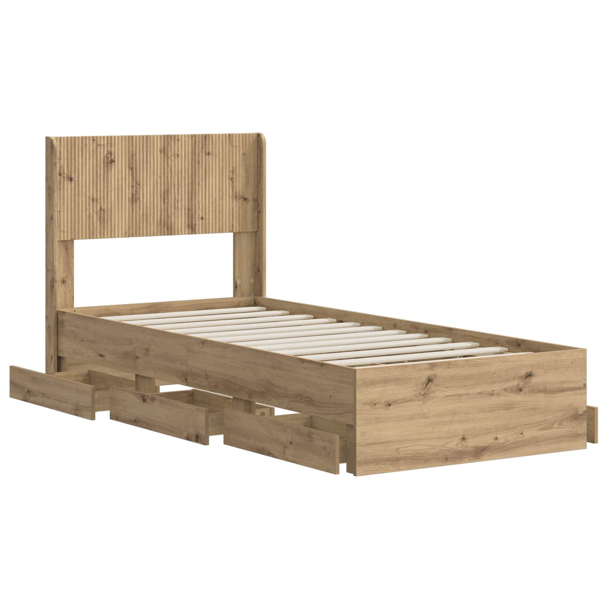 Bed Frame with Storage and Headboard Length 200 cm Artisan Oak 90 cm