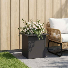 Garden Planter with LED 30 x 30 x 30 cm Steel 1 Width 30 cm Depth 30 cm Black