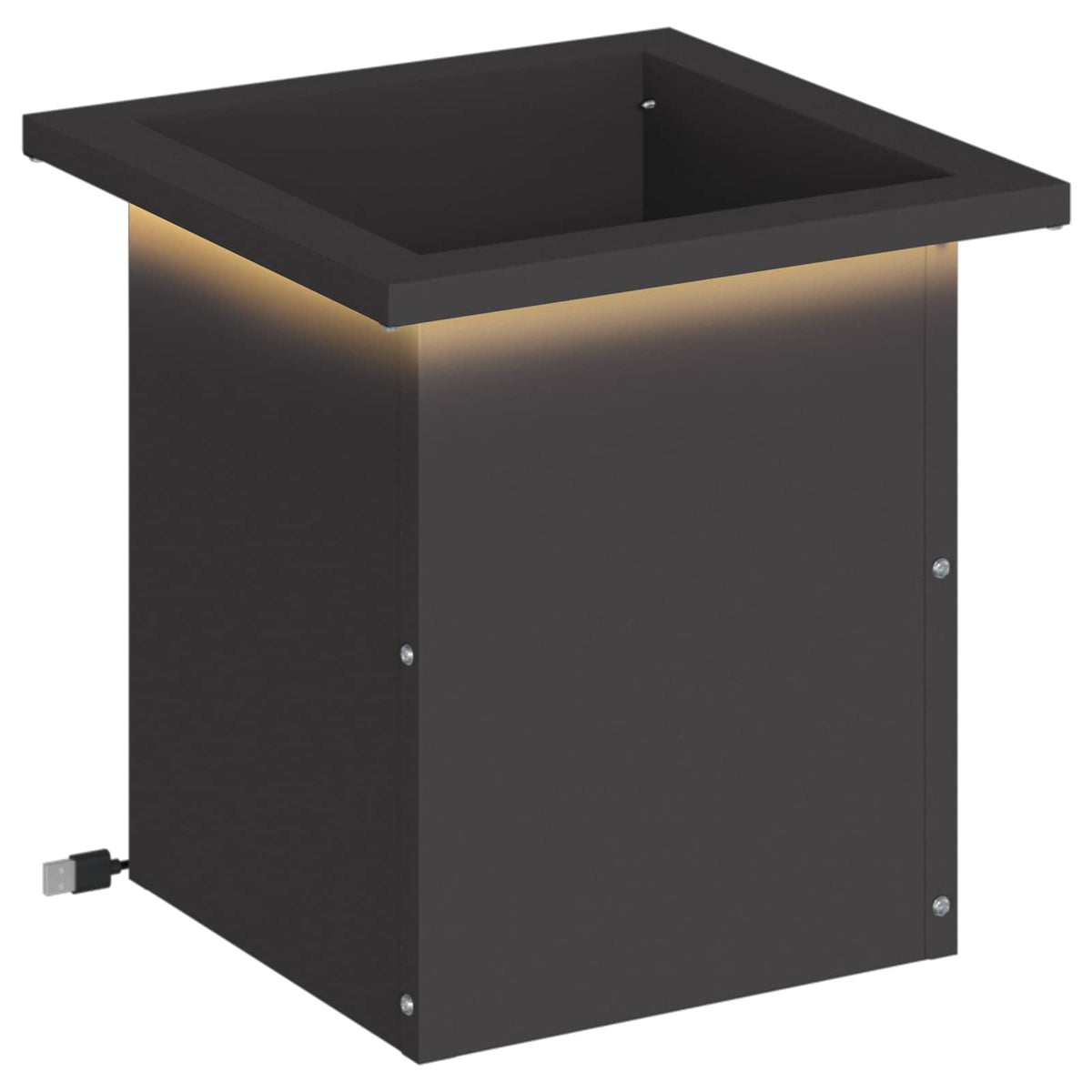 vidaXL Garden Planter with LED Black 30 x 30 x 30 cm Steel 2