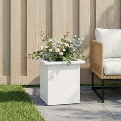 Garden Planter with LED 30 x 30 x 30 cm Steel 1 Width 30 cm Depth 30 cm White
