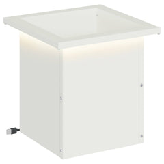 Garden Planter with LED 30 x 30 x 30 cm Steel 1 Width 30 cm Depth 30 cm White