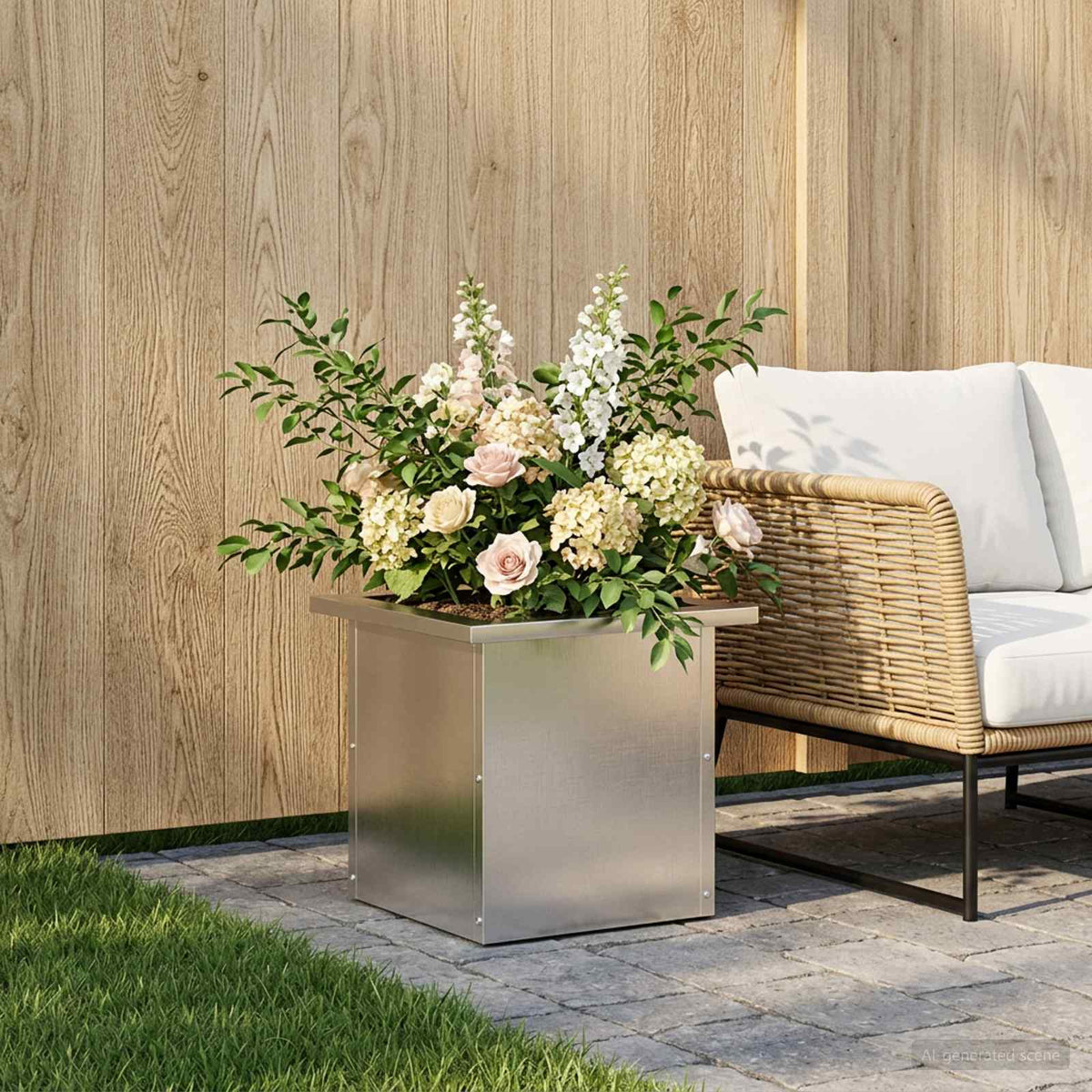 vidaXL Garden Planter with LED 30 x 30 x 30 cm Steel