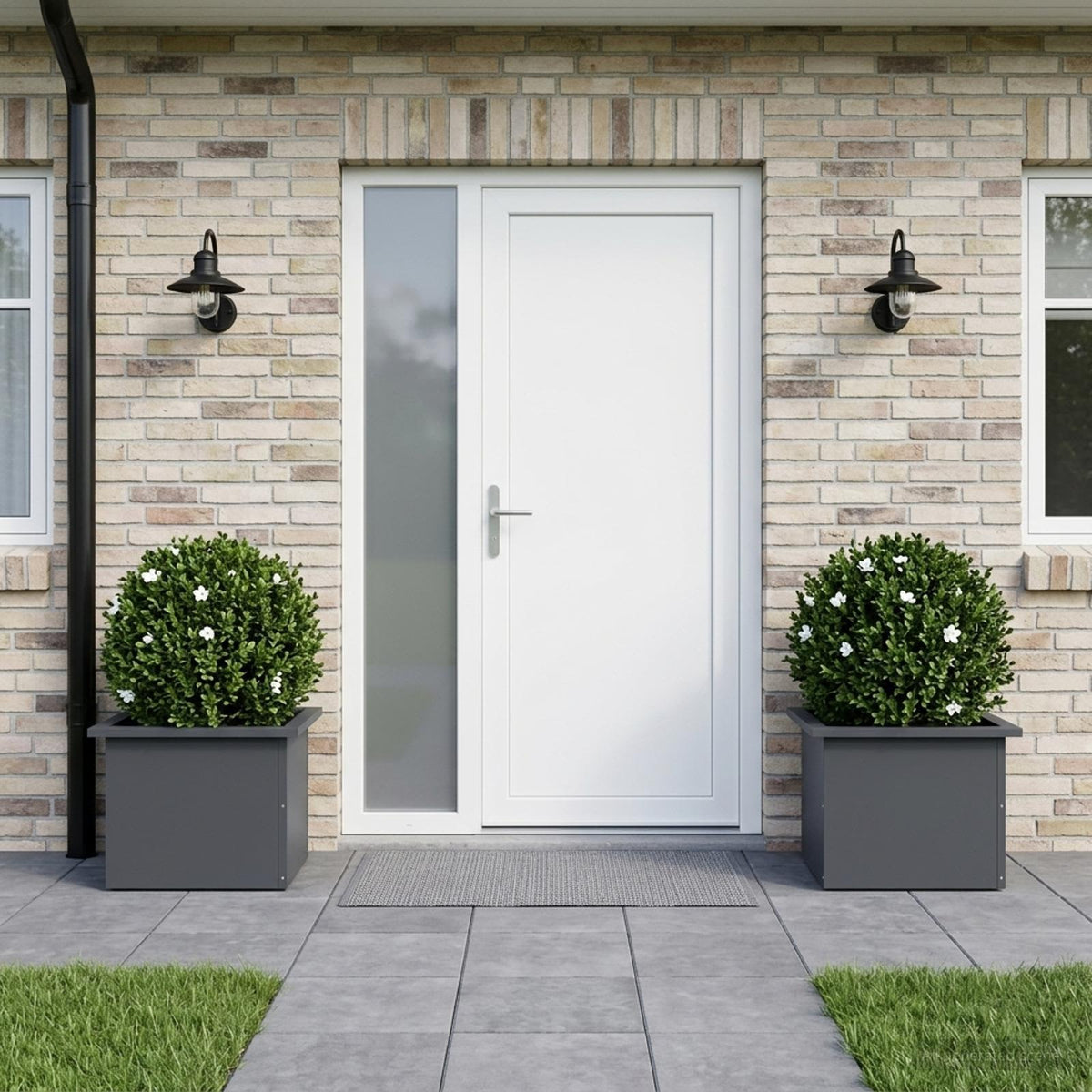 Garden Planter with LED 30 x 40 x 30 cm Steel 2 pcs Anthracite