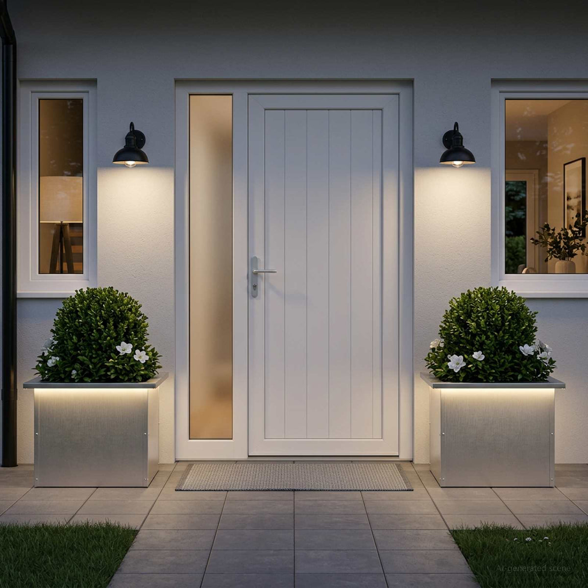 Garden Planter with LED 30 x 40 x 30 cm Steel 2 pcs Stainless steel