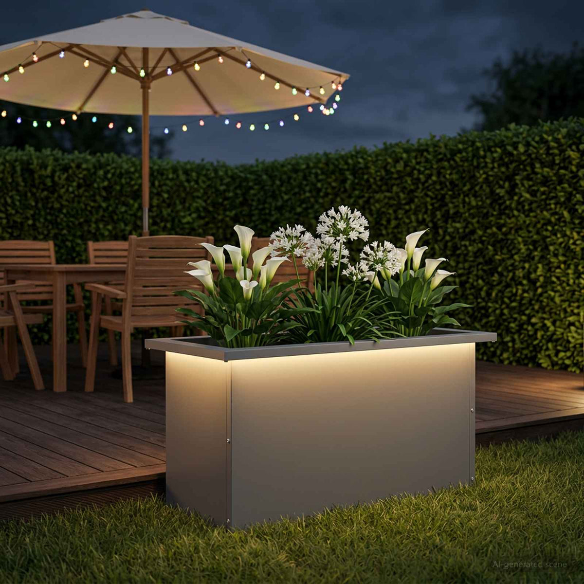 Garden Planter with LED 30 x 60 x 30 cm Steel Anthracite
