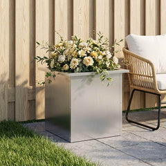 Garden Planter with LED 40 x 40 x 40 cm Steel Galvanised steel