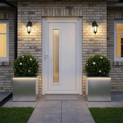 Garden Planter with LED 40 x 40 x 40 cm Steel 2 pcs Galvanised steel