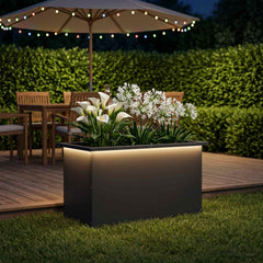 Garden Planter with LED 40 x 80 x 40 cm Steel Black
