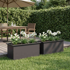 Garden Planter with LED 40 x 80 x 40 cm Steel 2 pcs Black