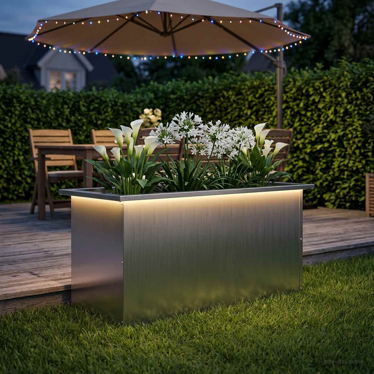 Garden Planter with LED 40 x 80 x 40 cm Steel Galvanised steel