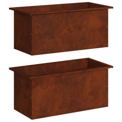 Garden Planter with LED 40 x 80 x 40 cm Steel 2 pcs Weathering steel