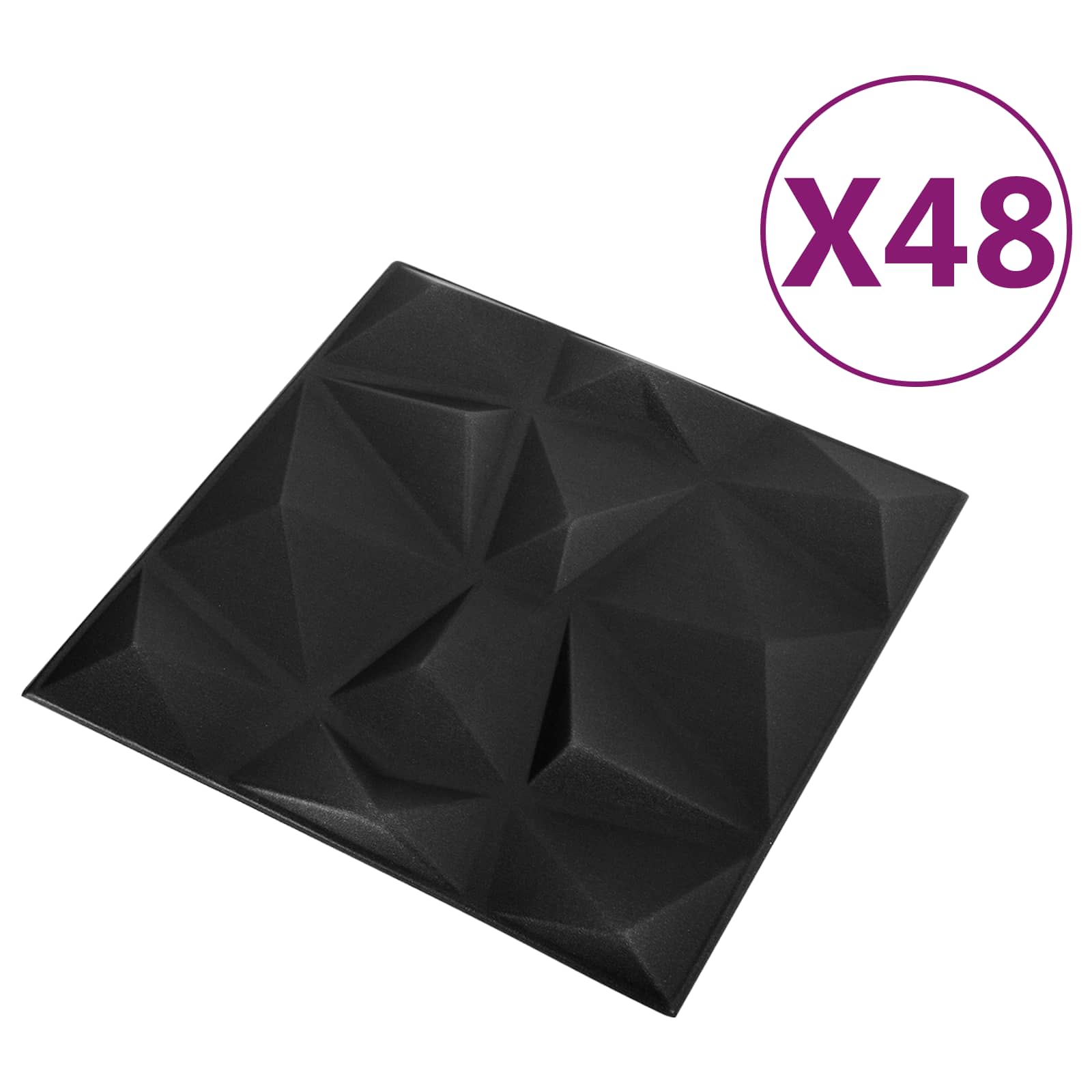 vidaXL Wall Panels 48 pcs 50 x 50 cm Diamond Black XPS Foam 3