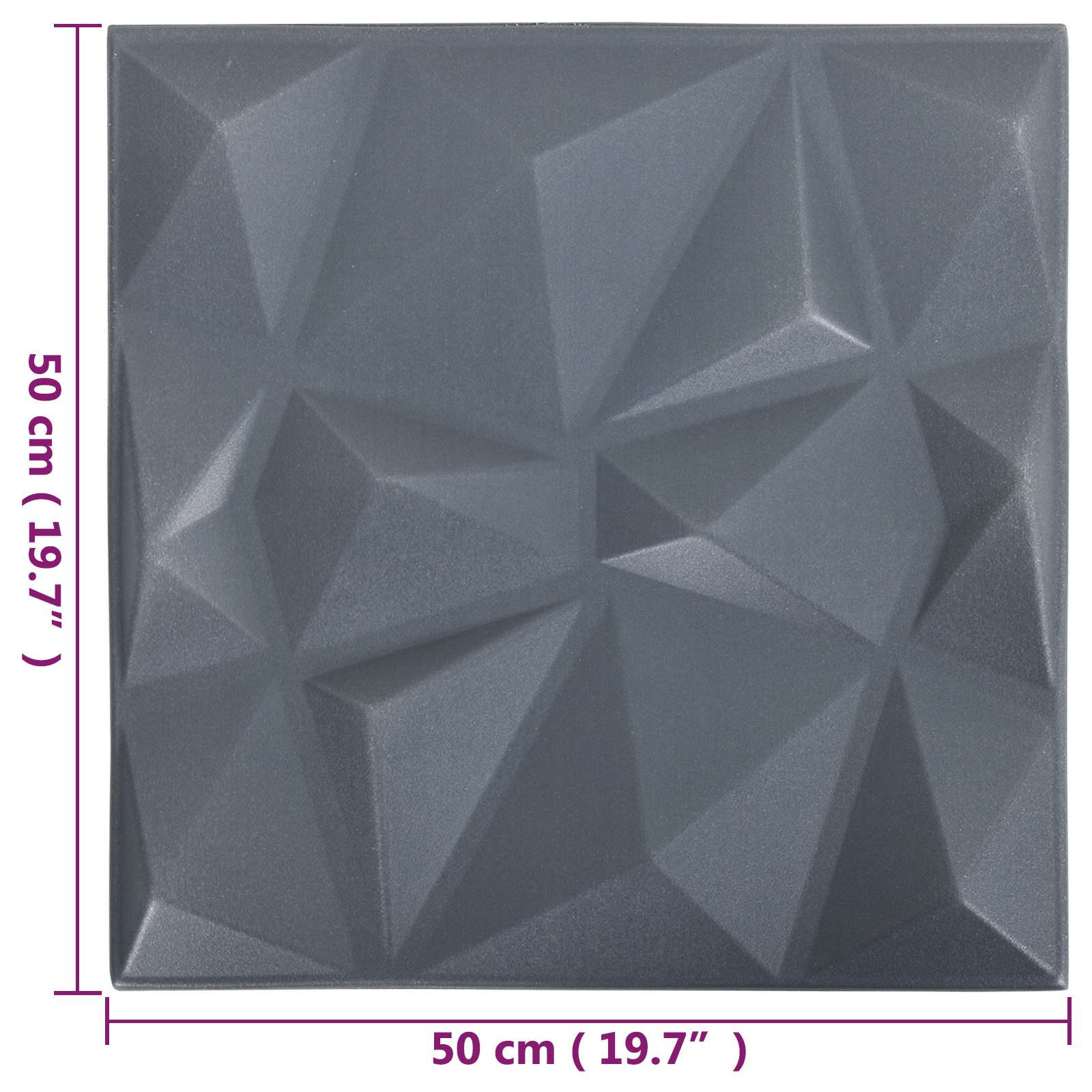 vidaXL Wall Panels 24 pcs 50 x 50 cm Diamond Grey XPS Foam 5