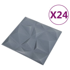 vidaXL Wall Panels 24 pcs 50 x 50 cm Diamond Grey XPS Foam 3