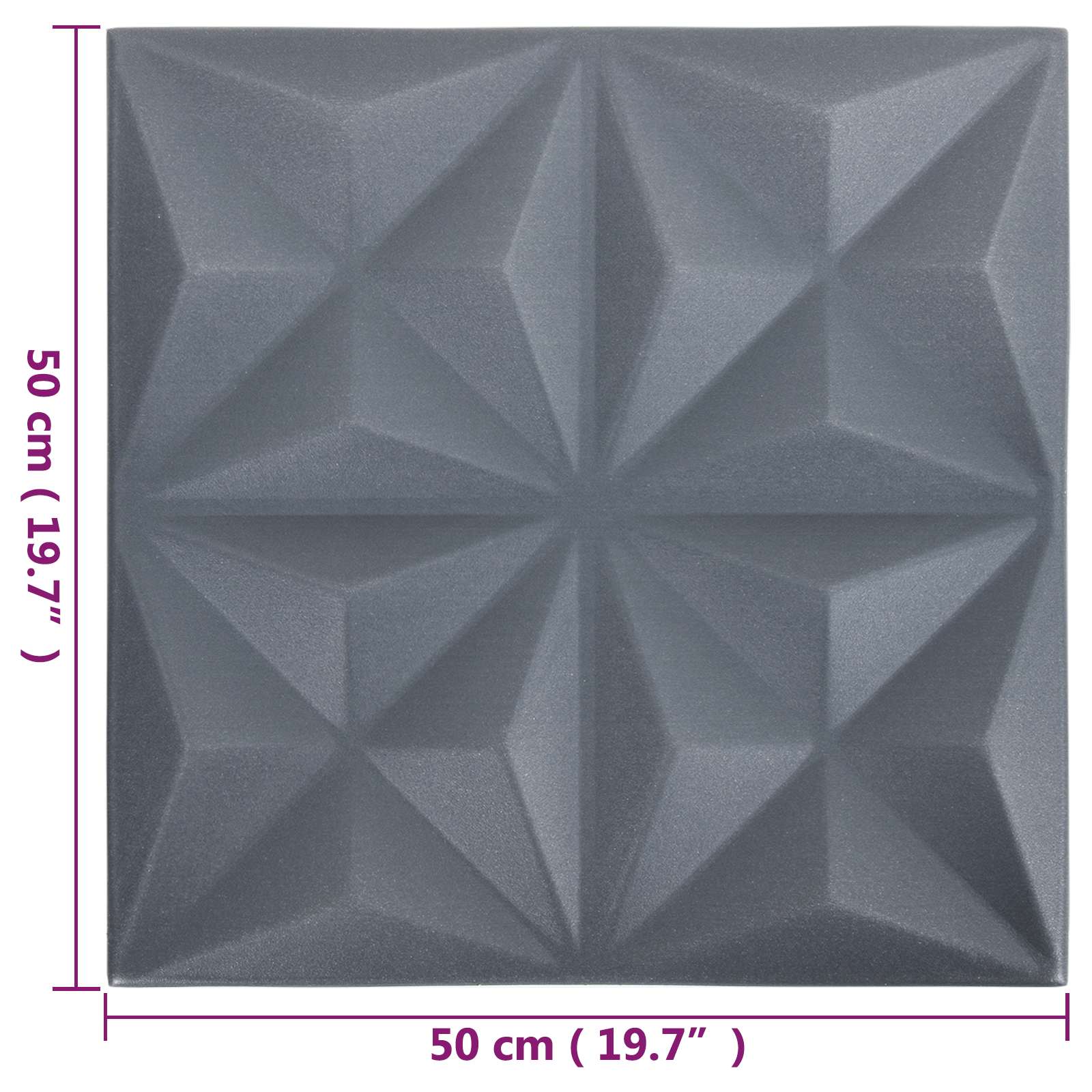vidaXL Wall Panels 48 pcs 50 x 50 cm Origami Grey XPS Foam 6