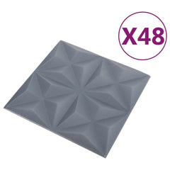 vidaXL Wall Panels 48 pcs 50 x 50 cm Origami Grey XPS Foam 3