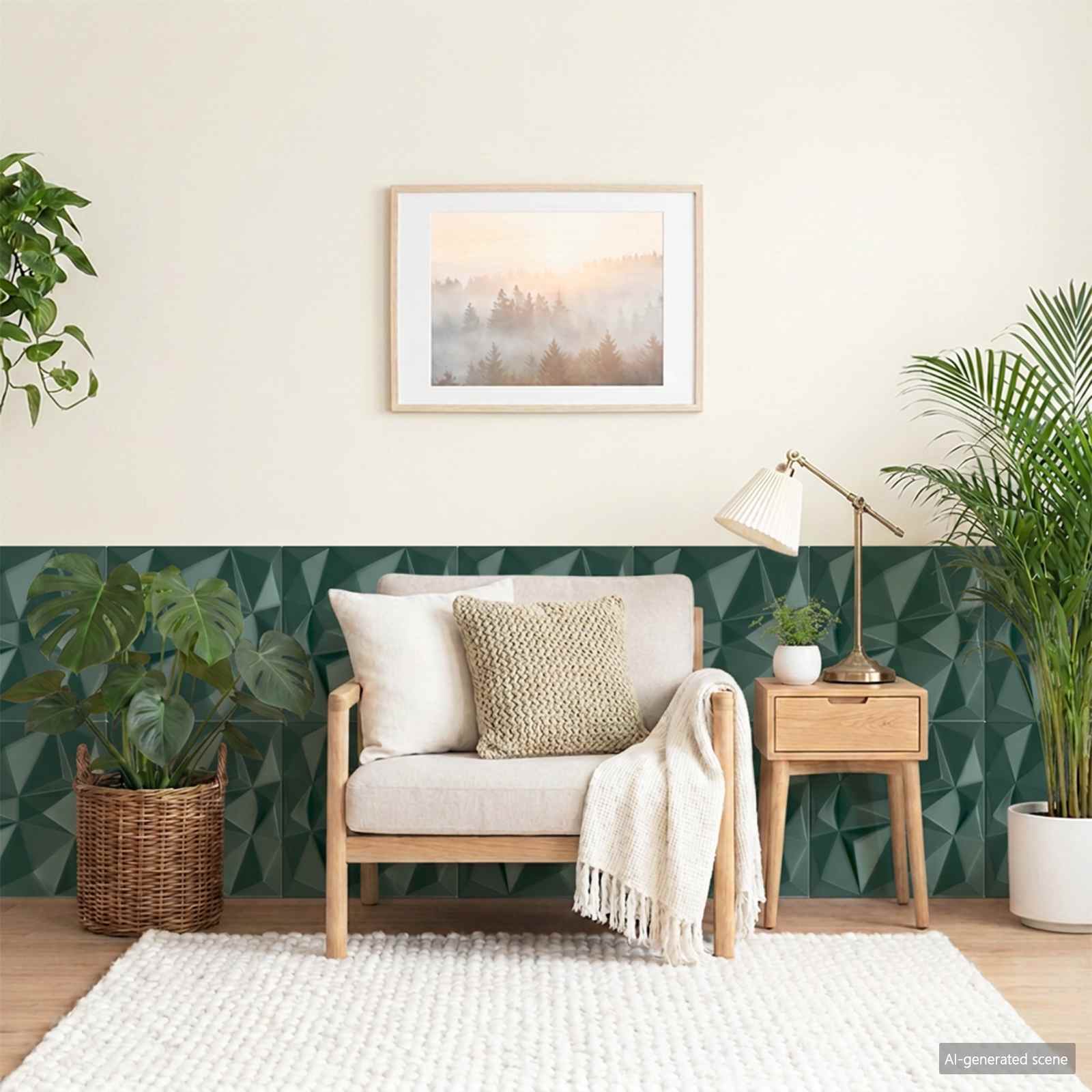 vidaXL Wall Panels 12 pcs 50 x 50 cm Diamond Green XPS Foam 1