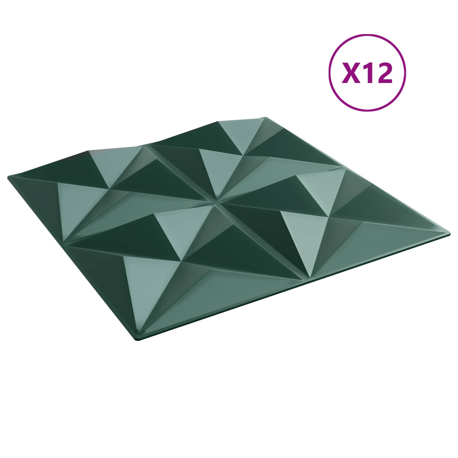 vidaXL Wall Panels 12 pcs 50 x 50 cm Origami Green XPS Foam 3