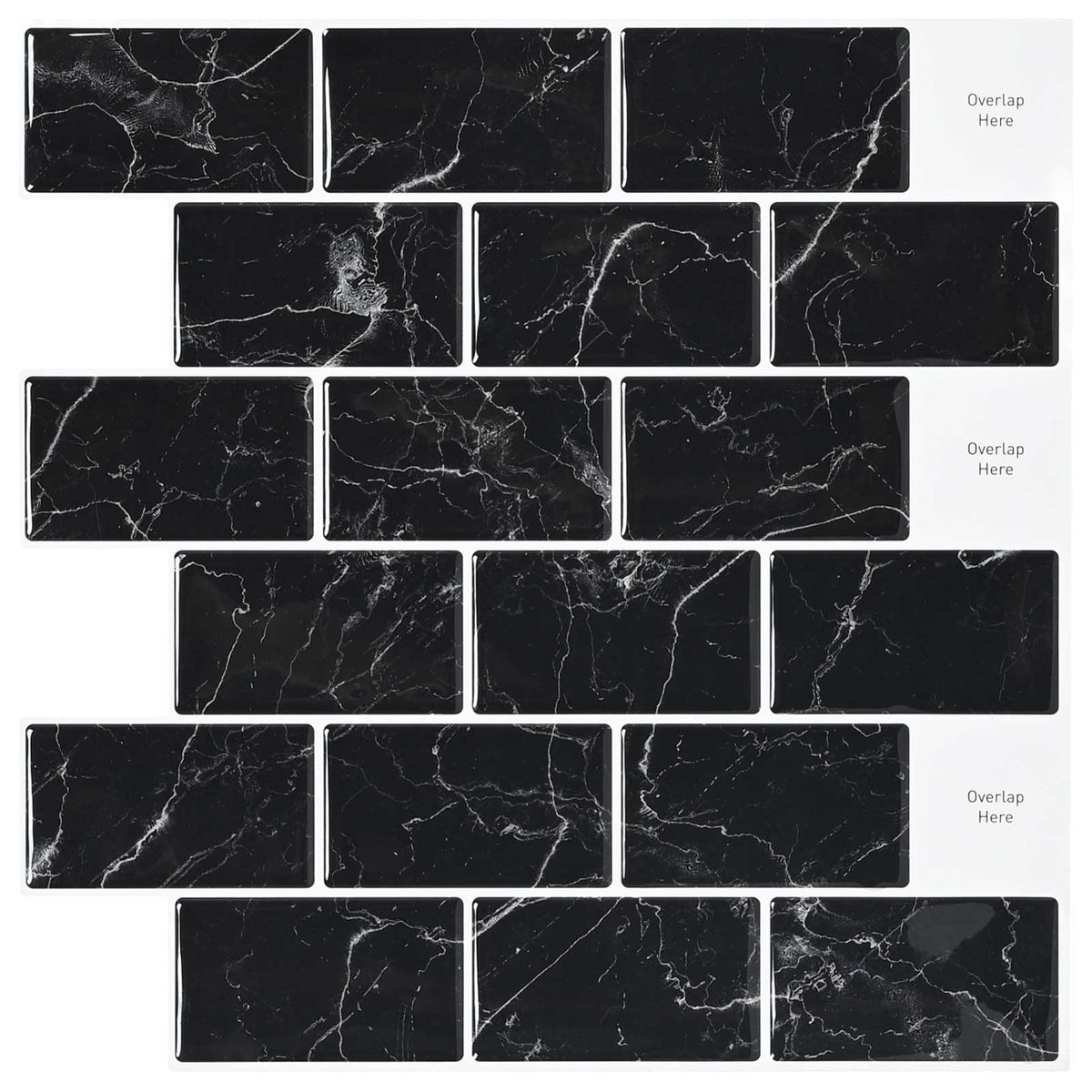 Subway Tile Polyurethane PET Black marble