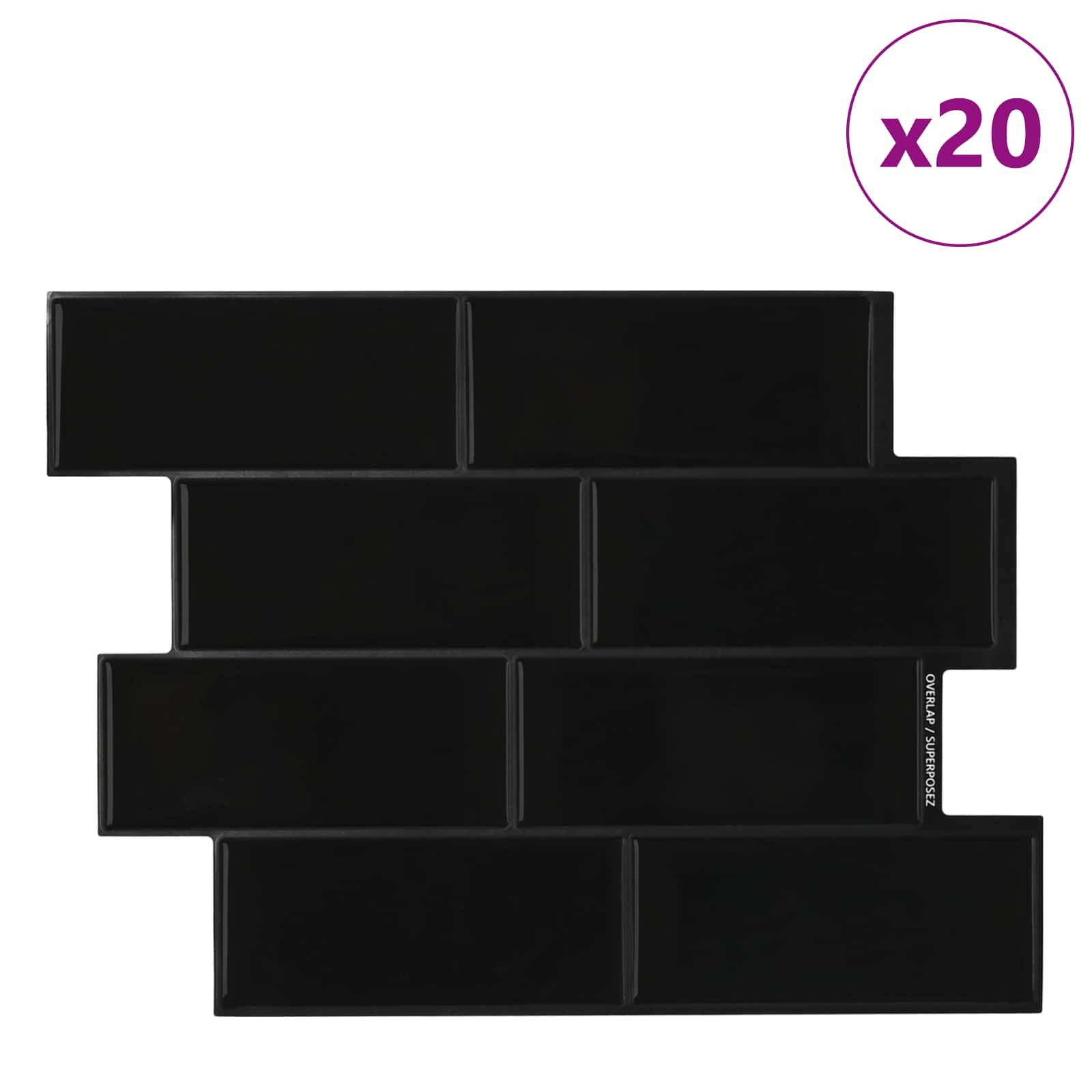 vidaXL Decorative Stickers 20 pcs Black 29 x 21 cm 2
