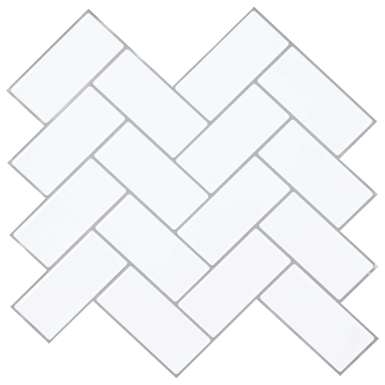 vidaXL Herringbone Tile 10 pcs White Grey 30 x 30 cm 1