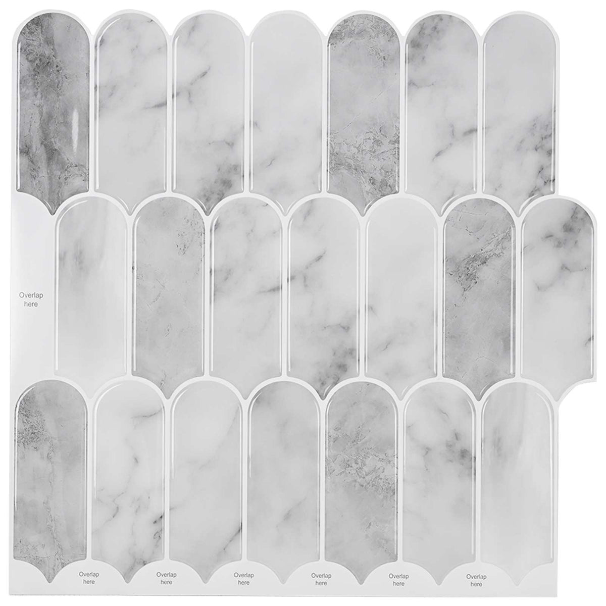 Feather Tile 30 x 30 cm Polyurethane and PET 20 pcs Grey marble