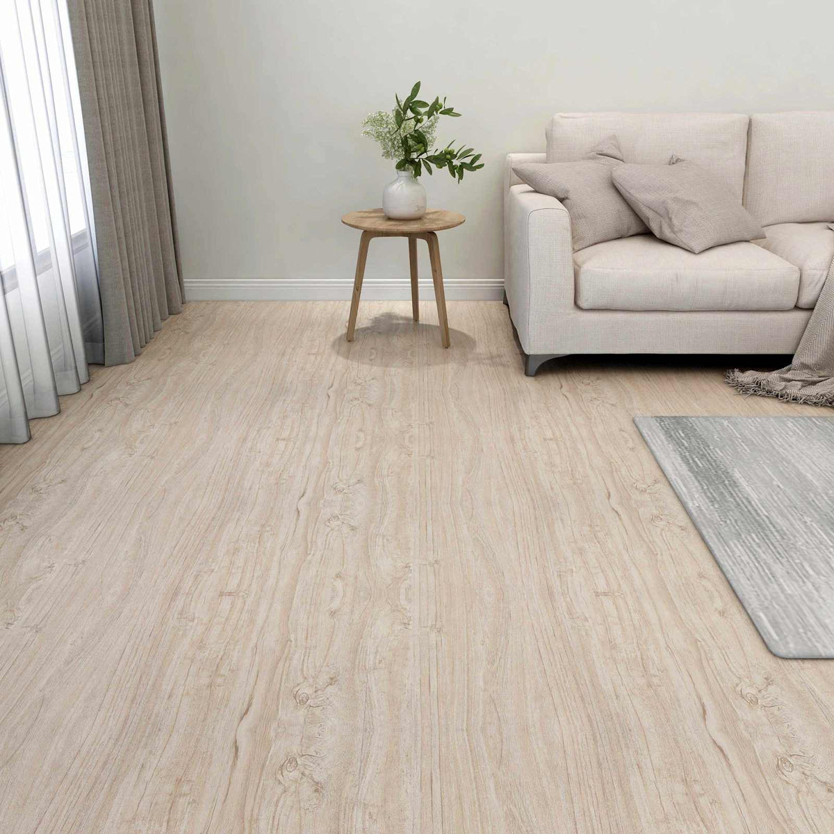 Flooring Planks 5.11 m² 55 pcs PVC Taupe–Wood structure grey White and wood colour