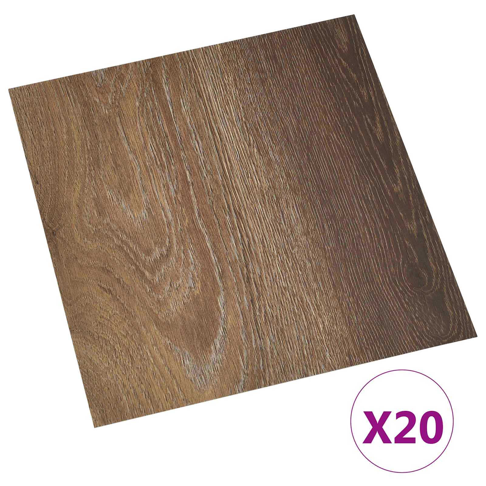 vidaXL Self-adhesive Flooring Planks Brown 30.5 x 30.5 cm 20 pcs PVC 2