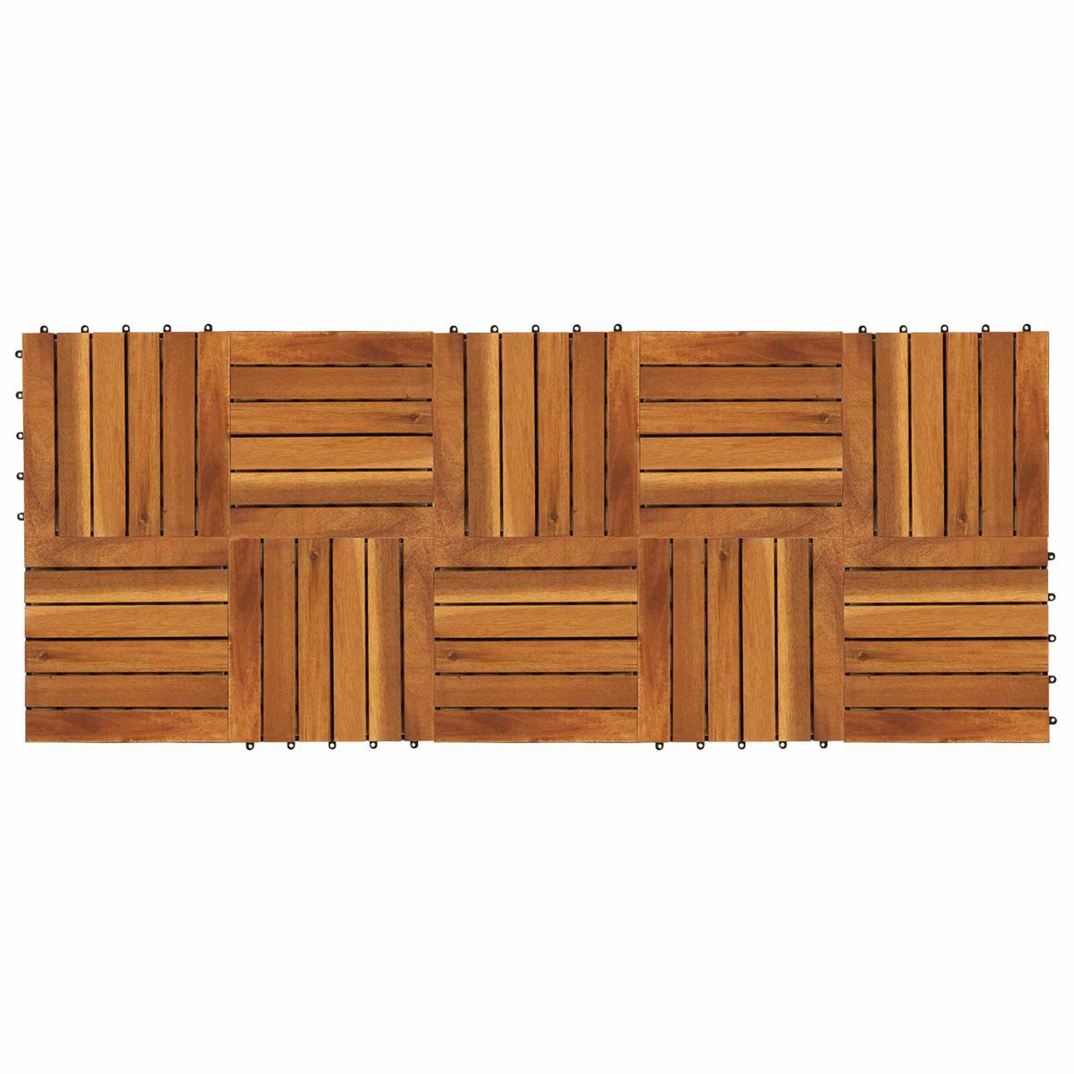 Decking Tile 30 x 30 cm Acacia Hardwood Brown 10 Striped pattern