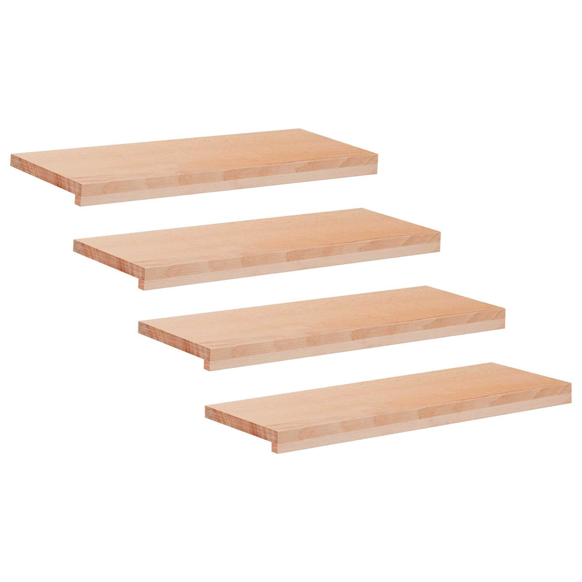 Stair Treads Solid Beech Wood Depth 30 cm 4 pcs Natural 80 cm