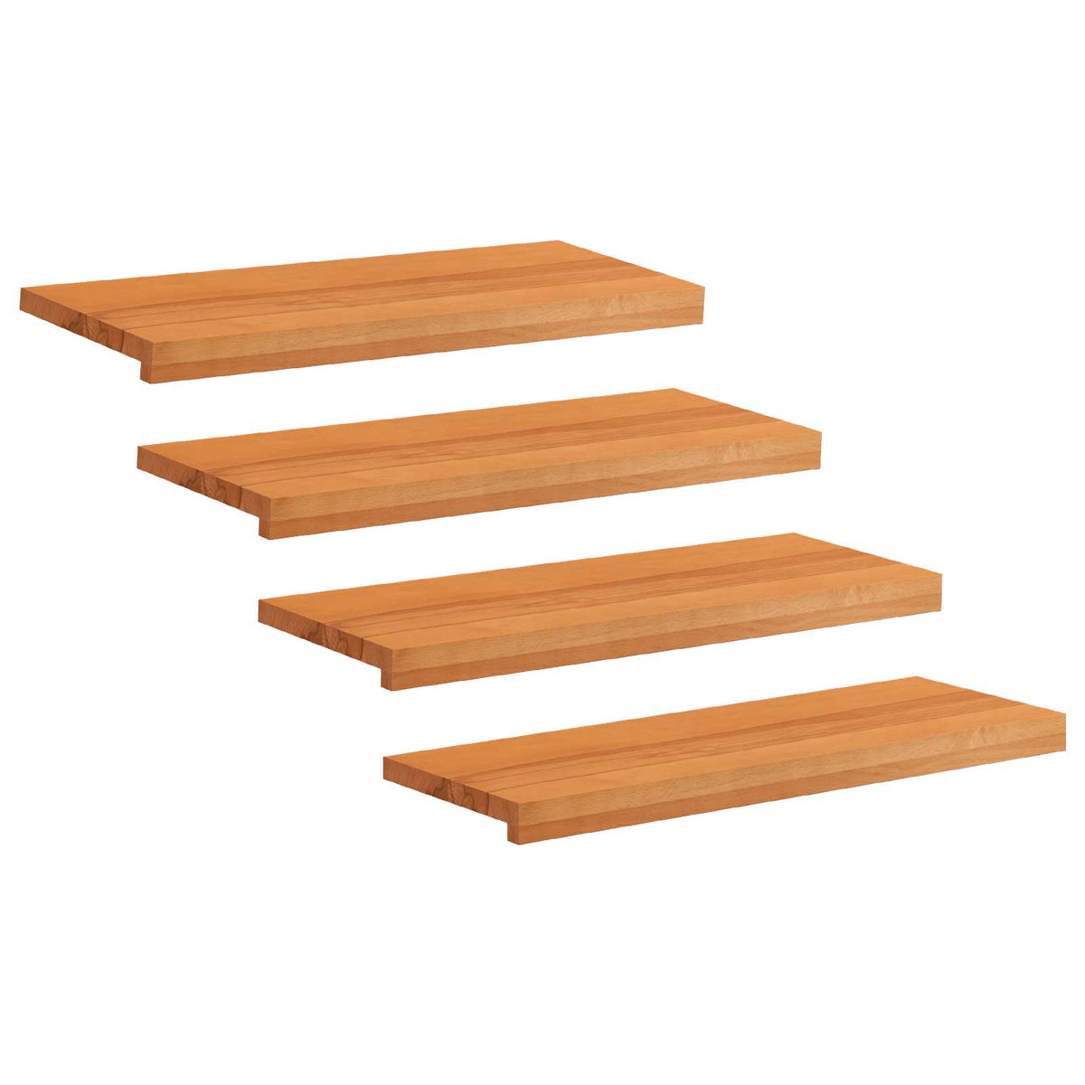 Stair Treads Solid Beech Wood Depth 30 cm 4 pcs Light Brown 80 cm