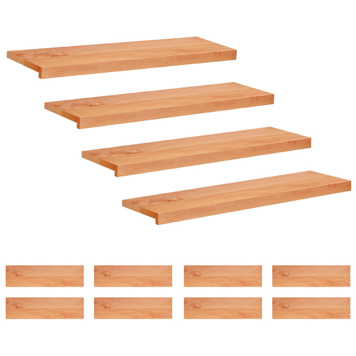 Stair Treads Solid Beech Wood Depth 25 cm 12 pcs Varnish 90 cm