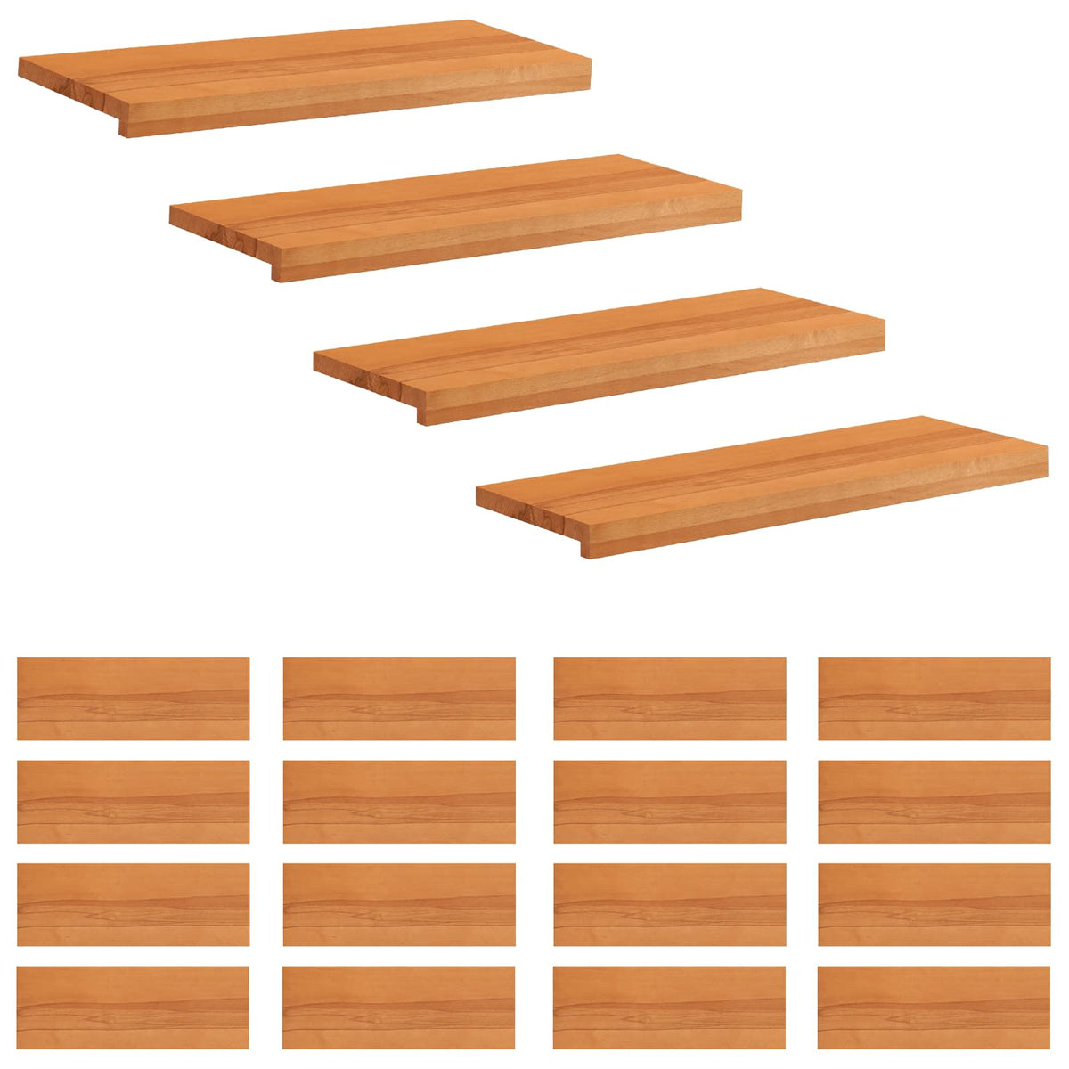 Stair Treads Depth 30 cm 20 pcs Light Brown 80 cm