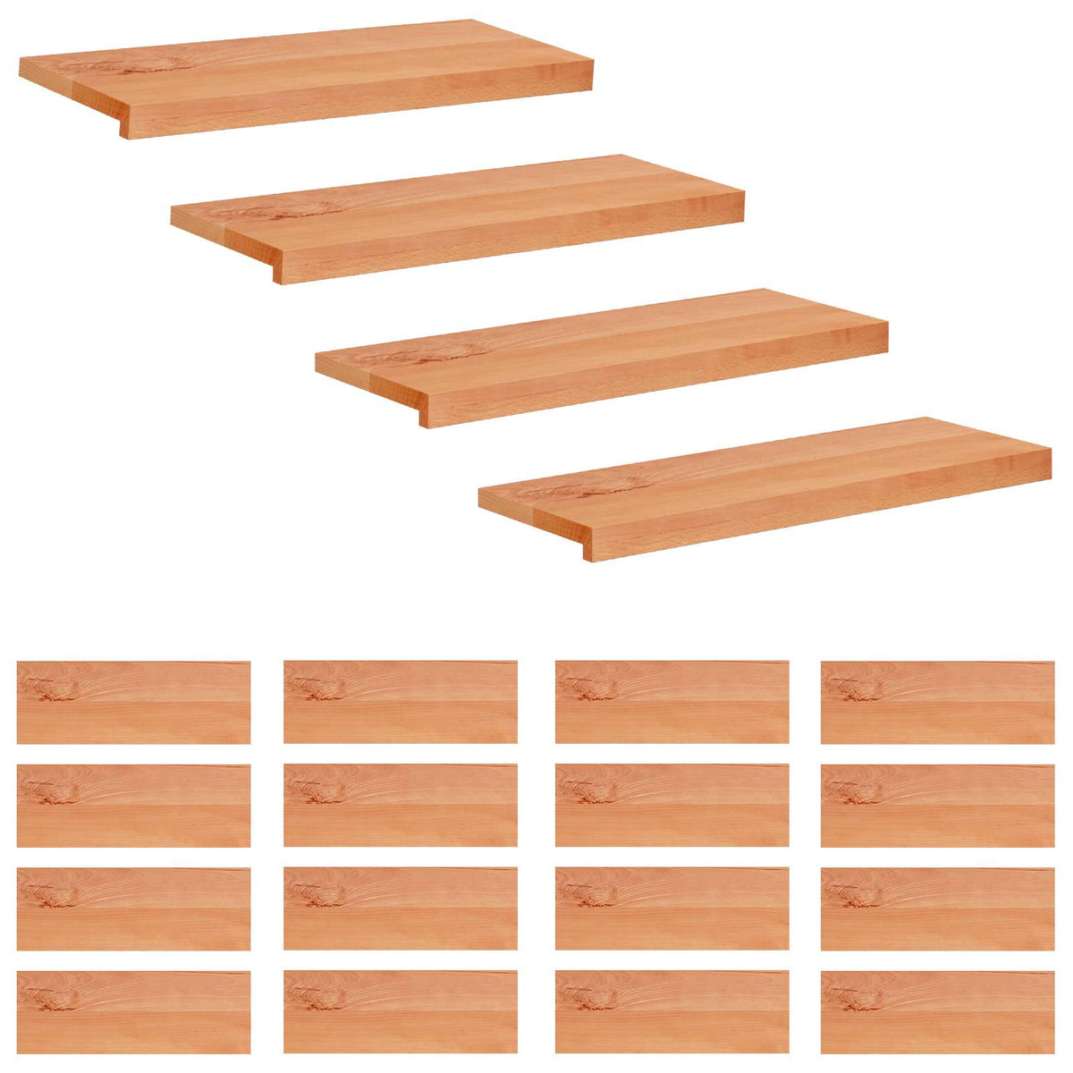 Stair Treads Solid Beech Wood Depth 30 cm 20 pcs Varnish 80 cm
