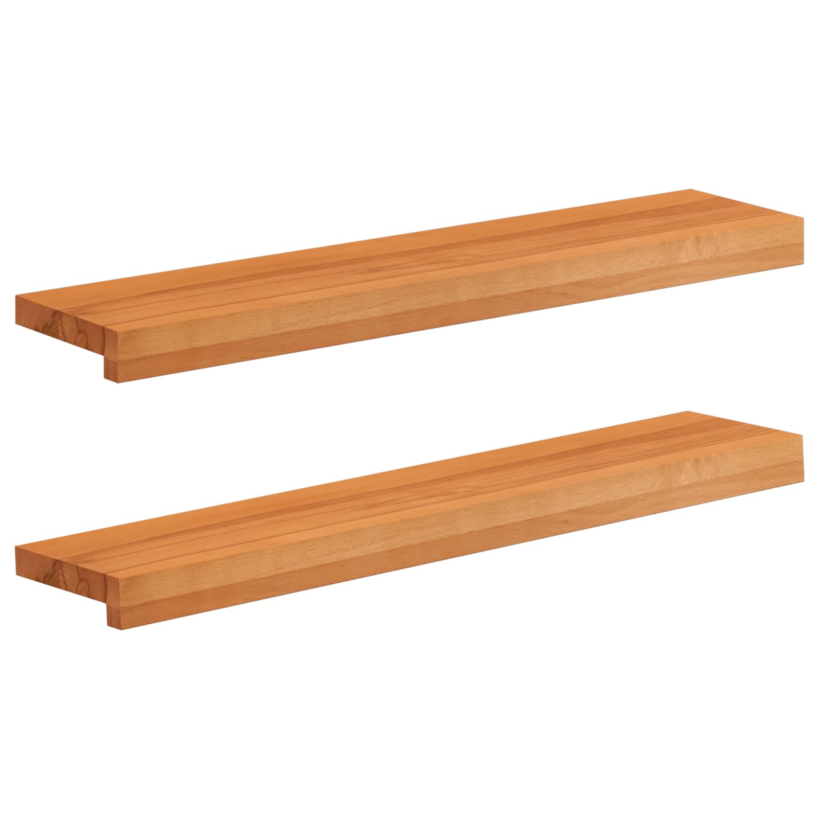 vidaXL Window Sills 2 pcs Light Brown 70 x 15 x 2 cm Solid Beech Wood 1