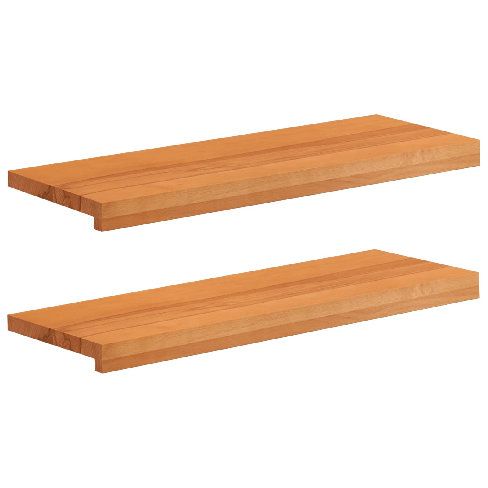 vidaXL Window Sills 2 pcs Light Brown 80x 25 x 2 cm Solid Beech Wood 1