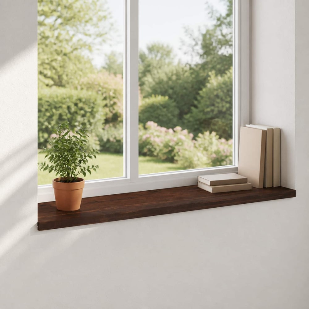 Window Sills 2 pcs Solid Beech Wood Depth 40 cm Dark Brown 110 cm