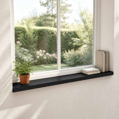 Window Sills 2 pcs Solid Beech Wood Depth 20 cm Black 120 cm