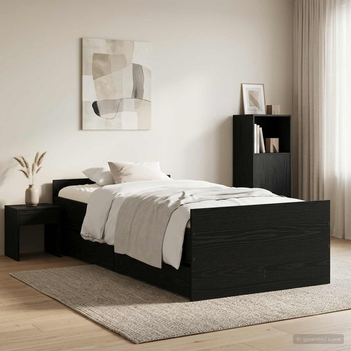Bed Frame with Drawers without Mattress 100x200 cm Black oak