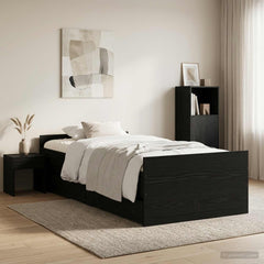 Bed Frame with Drawers without Mattress 100x200 cm Black oak