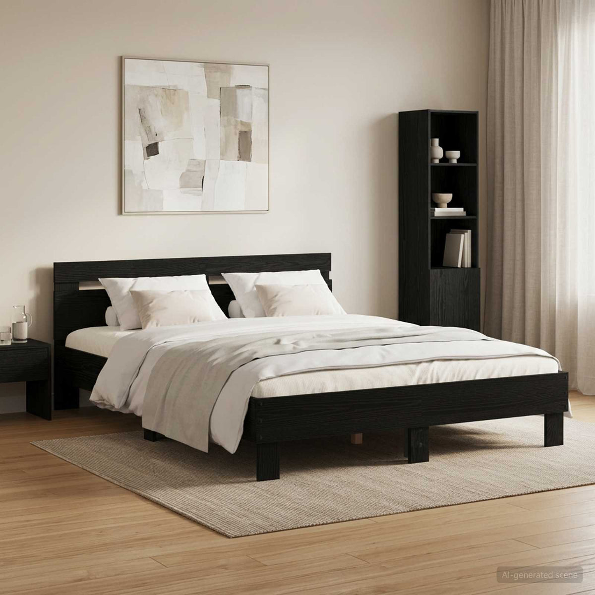 Bed Frame without Mattress 135x190 cm Black oak