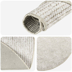 Rug 100% Polyester 3 mm Washable Cream Ø 120 cm