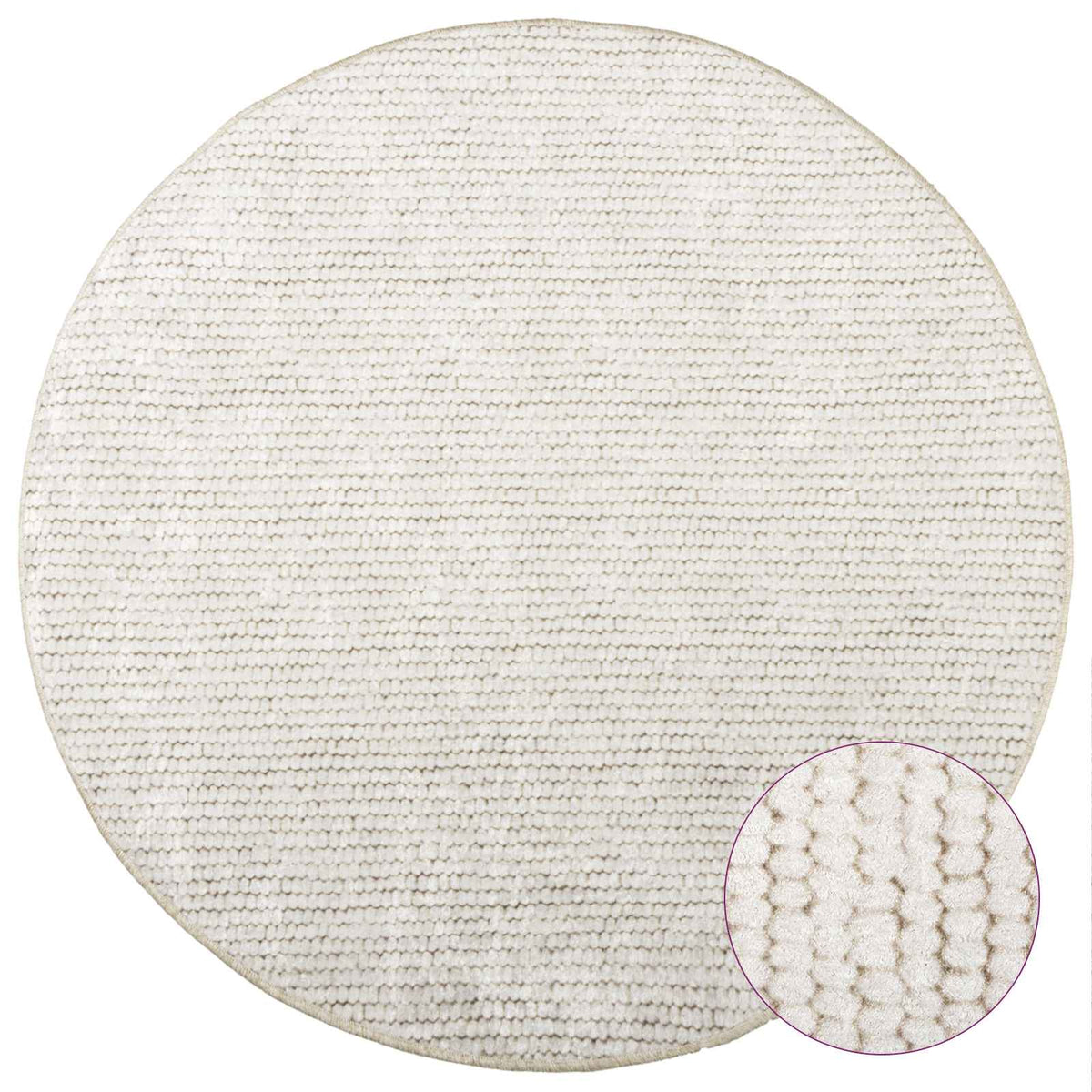 Rug 100% Polyester 3 mm Washable Cream Ø 120 cm