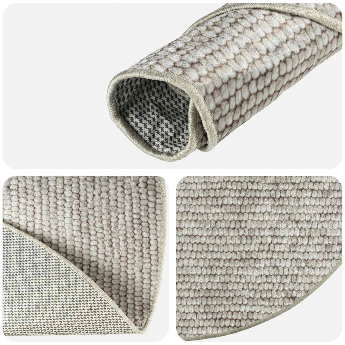 vidaXL Rug Beige Ø 120 cm 100% Polyester 3 mm Washable 4