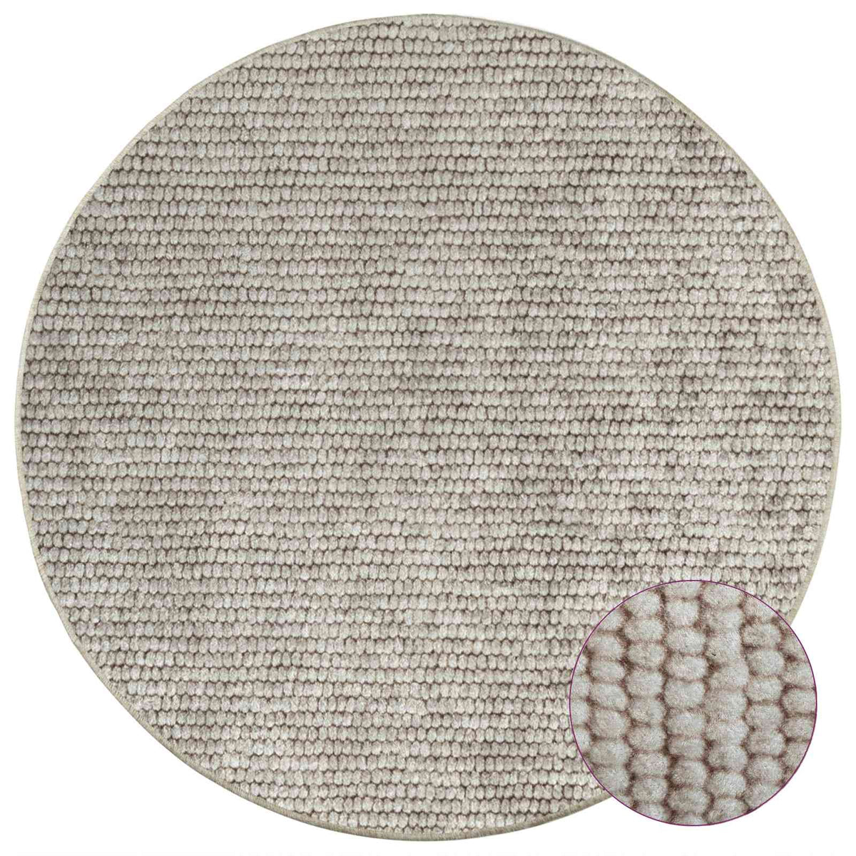 vidaXL Rug Beige Ø 120 cm 100% Polyester 3 mm Washable 3