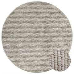 vidaXL Rug Beige Ø 120 cm 100% Polyester 3 mm Washable 3