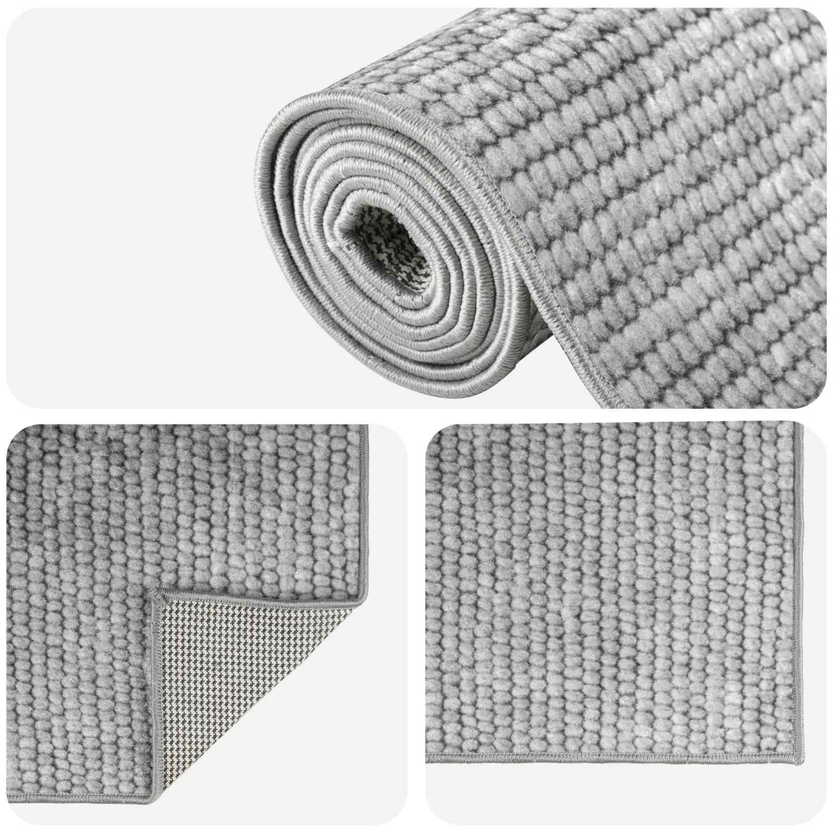 vidaXL Rug Grey 100 x 150 cm 100% Polyester 3 mm Washable 4