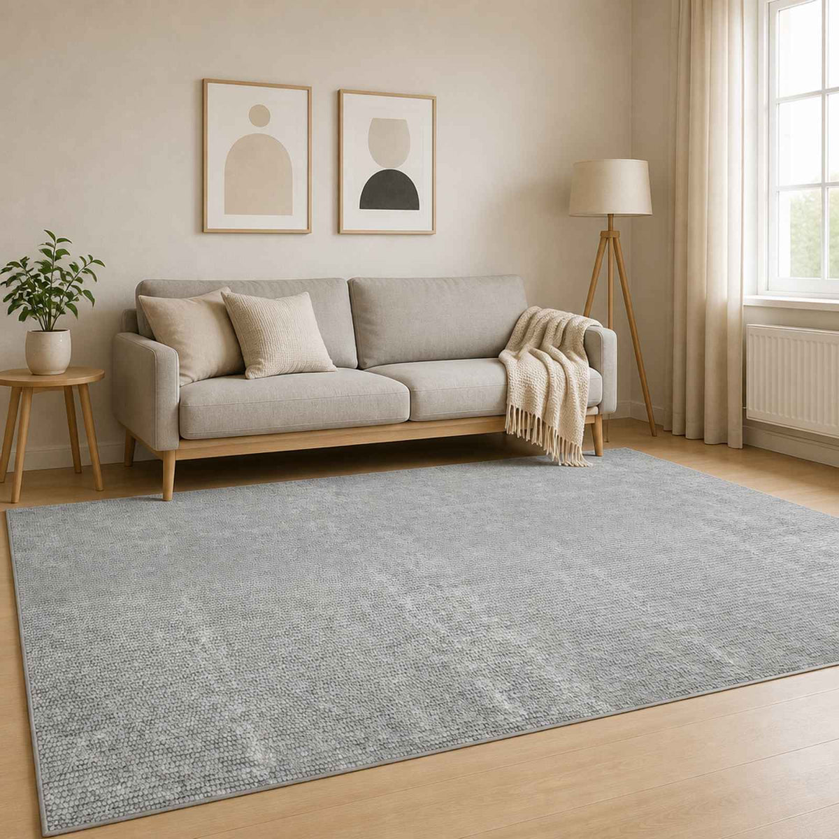vidaXL Rug 100% Polyester 3 mm Washable Grey 50 x 100 cm – 160 x 230 cm